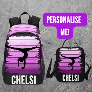 Sac à dos personnalisé pour filles de gymnastique - Sac à dos de gymnastique avec nom - Cartable pour enfants gymnastes, cadeau pour adolescent gymnaste