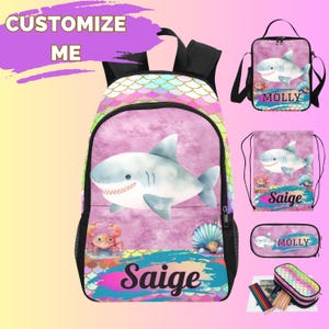 Custom Shark Backpack for Toddlers, Customized Shark Bookbag for Children Starting Kindergarten, Customized School bags for Kids, Shark Gift