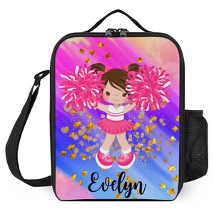 Boîte à lunch personnalisée avec pom-pom girls - Boîte à lunch personnalisée pour enfants de la maternelle - Boîte à lunch de pom-pom girls pour filles - Boîte souple pour le déjeuner