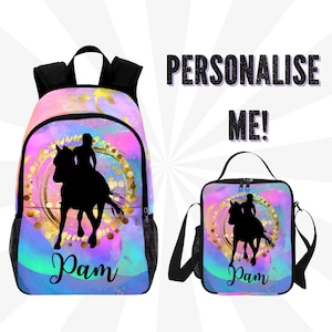 Sac à dos cheval personnalisé pour fille - cartable cheval personnalisé avec nom - cartable ou cartable pour équitation enfants reine adolescent adolescent