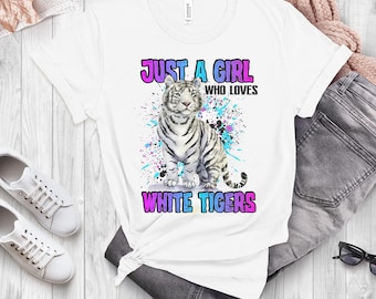 Just A Girl Who Loves White Tigers Shirt And Sweatshirts