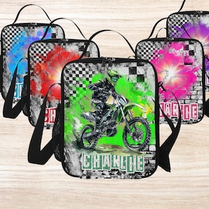 Boîte à lunch de motocross personnalisée, cadeaux motocross pour garçons, sacs à lunch de motocross avec nom, sacs à lunch de motocross personnalisés