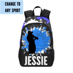 Sac à dos de pêche pour garçons avec nom, cartable personnalisé pour enfants pêcheurs, cadeaux de pêche pour garçons pour la rentrée des classes, cartables personnalisés pour garçons