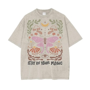Oversized Hippy TShirt, Women&#39;s Oversize Boho TShirt With Positive Message, Positivity Shirt, Bohemian Shirt, Celestial Shirt, Moth Shirt