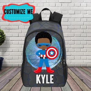 Sac à dos personnalisé héros noir pour garçon, sac de rentrée pour enfants afro-américains, cadeau pour garçon noir entrant à l'école maternelle