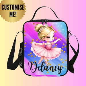 Sacs à lunch personnalisés de ballerines pour filles, sacs à lunch de danseuses de ballet personnalisés, sacs de retour à l'école pour les tout-petits qui aiment danser, cadeaux pour danseuses