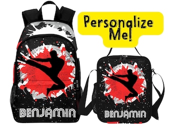 Boys Backpack for Taekwondo Kids, Personalized Taekwondo Backpack And Lunchbox Set, Name Backpack For Starting School, Karate Bags Gifts