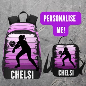 Sac à dos personnalisé pour filles de volleyball - Sac à dos de volleyball avec nom - Cartable pour volleyeurs Queens, cadeau pour le sport