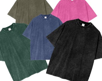Women's Oversized Acid Washed Shirts, Oversized Stone Wash T-Shirts, A