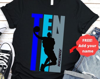 Kids Personalized 10th Birthday Basketball Shirt - Boys 10 Today Basketball Shirt Fully Customized With Name - Sports Birthday Tees for Kids