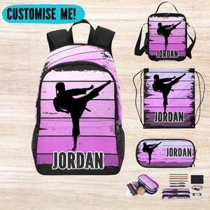 Sac à dos de taekwondo personnalisé pour fille, cartable de karaté pour la rentrée des classes, sacs à dos pour ados pour fille pratiquant les arts martiaux