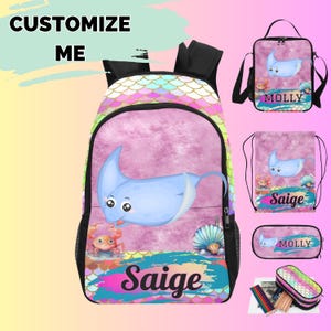 Ensemble sac à dos en galuchat, sac à lunch, trousse et sac à cordon, sacs en galuchat pour la rentrée scolaire, cadeaux en galuchat pour toute-petite fille