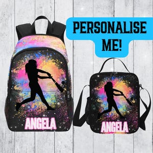 Sac à dos de baseball personnalisé pour adolescents, sac de baseball pour enfants, sac à dos de softball pour adolescents, sac de baseball arc-en-ciel avec nom