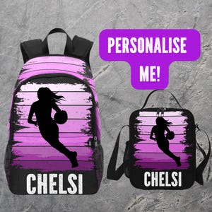 Sac à dos personnalisé pour filles de basket-ball - Sac à dos de basket-ball avec nom - Cartable pour les joueuses de basket-ball, cadeau pour le sport