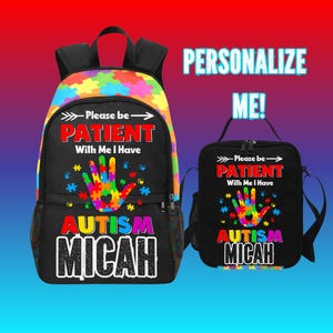 Veuillez être patient, j'ai un sac à dos pour autistes - Sac à dos super héros pour enfants autistes - Sac à dos pour garçons autistes - Sac pour fille et fils autistes