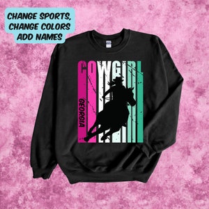 Sweat-shirt cow-girl pour femme et fille, anniversaire de la reine des courses de barils pour adolescents, cadeaux de rodéo pour femmes pour les mamans et les adolescentes, sweats de cow-girl
