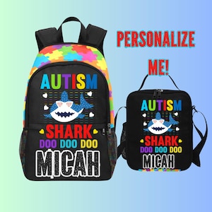 Sac à dos personnalisé requin autiste - Sac à dos I Have Autism pour enfant autiste - Sac à dos pour garçon autiste - Sac pour fille et fils autistes