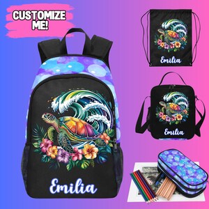 Turtles and Waves Backpack for Girls for Back to School