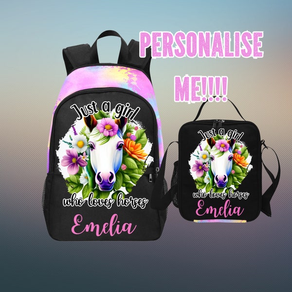 Just A Girl Who Loves Horses Backpack Cute Horse Backpack for Adults or Kids - School or Work Bag - Fits Laptop BagPack - Backpack for High