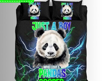 Custom Just A Boy Who Loves Pandas Duvets  And Comforter Sets