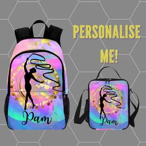 Mochila de gimnasia rítmica personalizada para niñas - Bolsa personalizada para niñas gimnastas con nombre - Bolsa para computadora portátil para gimnasia Baton Twirl