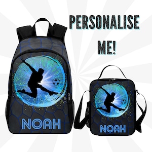 Nom Sac à dos de football pour garçons, Sac à dos de football pour garçons avec sac à lunch assorti, Sacs de football pour enfants, Boîte à lunch assortie pour enfants