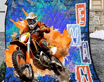 Custom Dirt Bike Duvet Sets for Boys, teen Dirtbike Biker Bedding, Motocross Gifts, Motocross Bedroom Decor, Dirt Bike Bedding