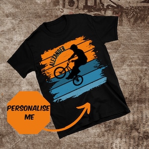 Personalized  BMX Birthday Shirt for Boys, Boys  BMX Birthday T-Shirt With Name On, Customized Shirts for   BMX Kids, RetroBMX Sunset