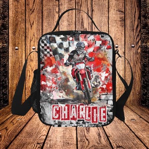 Sacs à lunch personnalisés pour motocross enfants, Sacs à lunch personnalisés pour motards garçons, Boîte à lunch de motocross personnalisée, Idées de rentrée des classes
