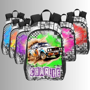 Sac à dos de rallycross pour garçons, sacs de rentrée pour les fans de rallye, sacs à dos de rallye pour garçons, cadeaux pour les fans de voitures de rallye