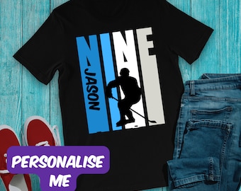 Boys Customized 9th Birthday Ice Hockey T-Shirt , 9th Birthday Ice Hockey Birthday T-Shirt , Teen Ice Hockey Tees for Children Ninth Bday