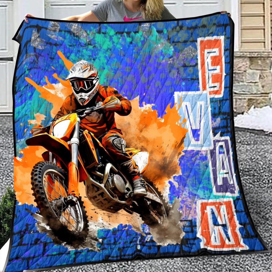 Custom Dirt Bike Duvet Sets for Boys, Teen Dirtbike Biker Bedding ...