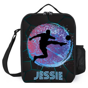 Boîte à lunch de football personnalisée pour garçons - Boîte à lunch personnalisée pour joueurs de football - Sac à lunch cool pour l'école - Boîte à lunch de sport pour enfants
