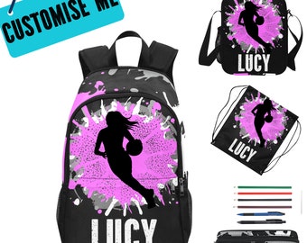 Girls Basketball Backpack Personalized With Name,   Custom Backpack And Matching Lunchbag Set for Basketball Queens - Basketball PLayer Gift