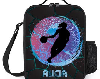 Personalized Basketball Lunchbox for Girls - Customized Lunchbox for Girl Basketball Players - Basketball Gift with Name On Monogram for Kid