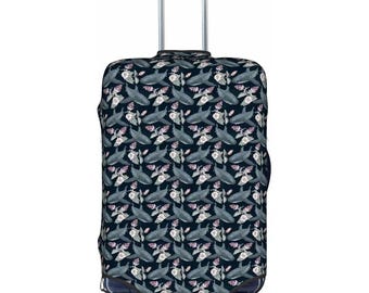 Funda para equipaje con diseño de tiburón, ideal para niños y adultos.
