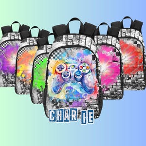 Sacs à dos pour gamer avec nom pour garçons, Sacs à dos personnalisés pour enfants gamers, Cadeaux pour amateurs de jeux vidéo, Cadeaux pour enfants gamers, Sacs à dos de gaming avec nom