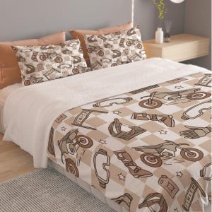 Motocross Bedding for Boys, Boys Dirt Bike Duvet And PIllowcase Set,