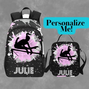 Sac à dos de gymnastique et sac à lunch assorti, cartable personnalisé pour adolescent gymnaste avec nom, bar Queen Gymnastics