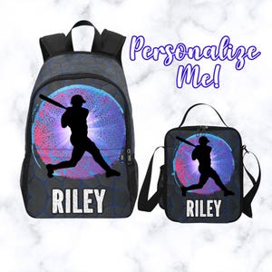 Sac à dos de baseball personnalisé pour garçons ou filles - Sac à dos de baseball personnalisé et boîte à lunch assortie, sac de sport pour l'entraînement