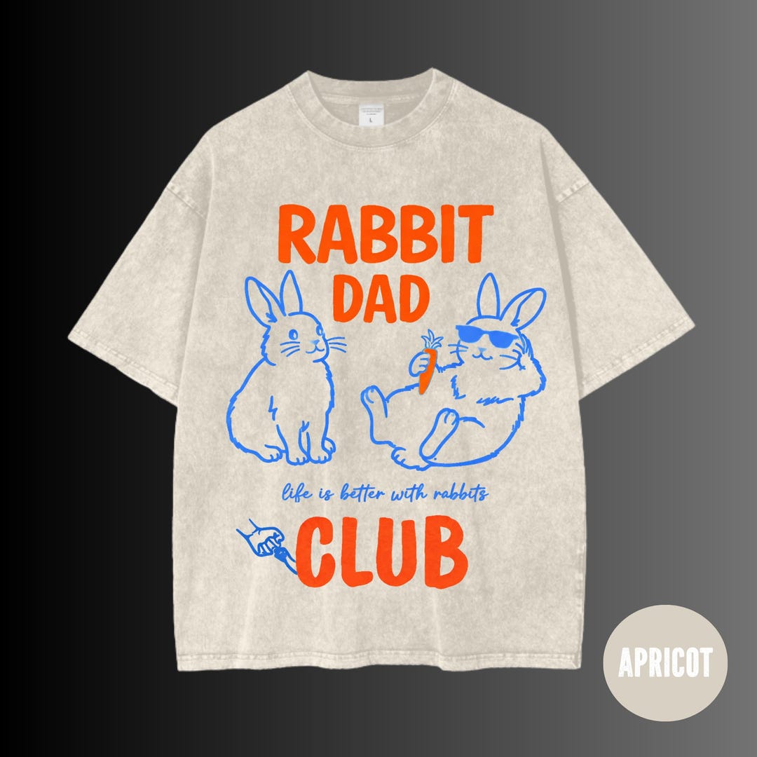 Retro Rabbit Dad Club Shirt in Acid Wash Style, Funny Rabbit Dad Tees ...