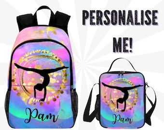 Customised Backpack for Gymnastics - Gym Bag for Girls - Write Name on - Personalise Backpack for Girls - Gymnasts Gift - Gym Backpack