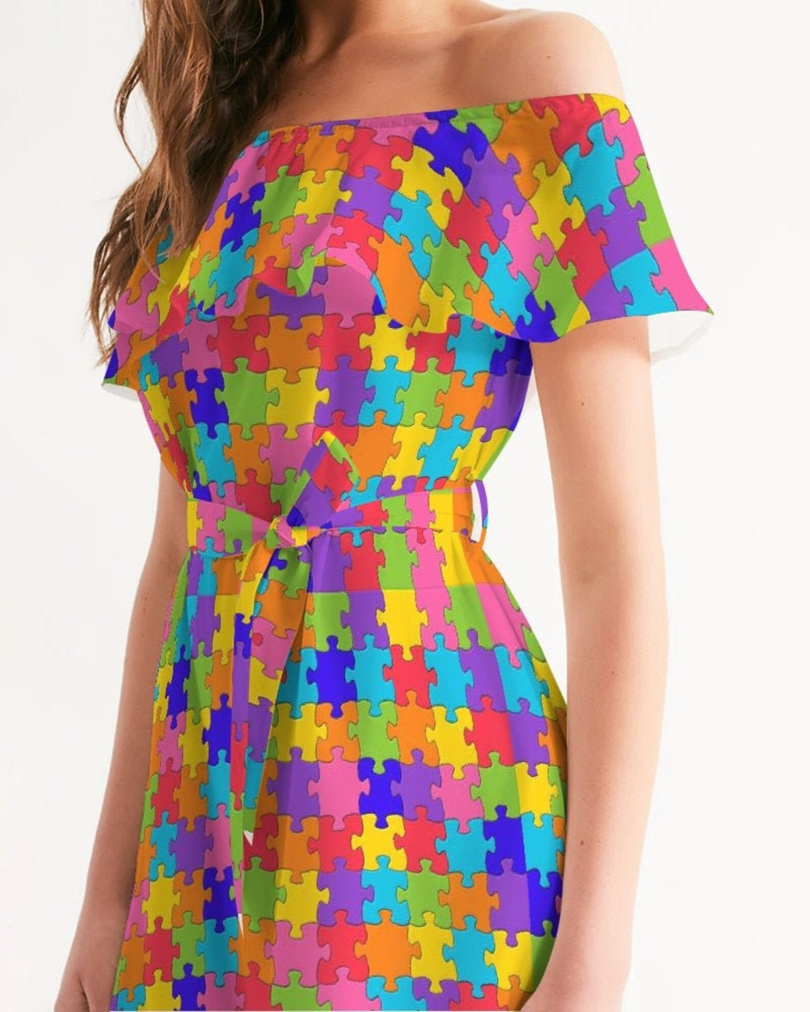 Autism Awareness Off the Shoulder Dress for Women Autism Etsy