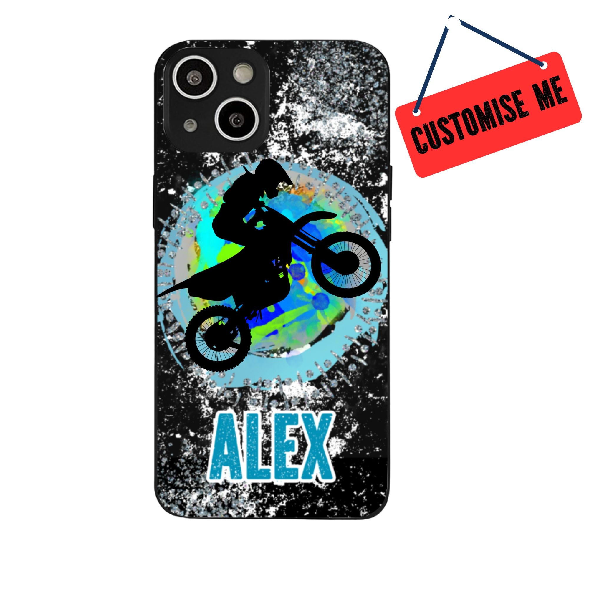 Coque IPhone Honda Personnalisable - DirtBike - Noir Brillant - TPU - Titan Moto Props
