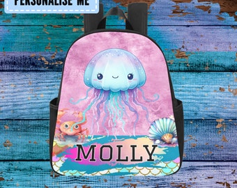 Custom Jellyfish Backpack for Toddlers, Customized Jellyfish Bookbag for Children Starting Kindergarten, Customized School bags for Kids