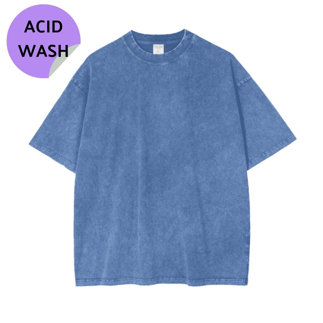 Blue Acid Washed Shirts for Men, Mens Oversized Acid Wash Shirts
