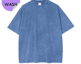 Blue Acid Washed Shirts for Men, Mens Oversized Acid Wash Shirts,