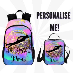 Sac à dos de natation personnalisé pour fille - Sac à dos de nageur personnalisé avec nom - Cartable ou cartable pour nager Enfants Reine Adolescente