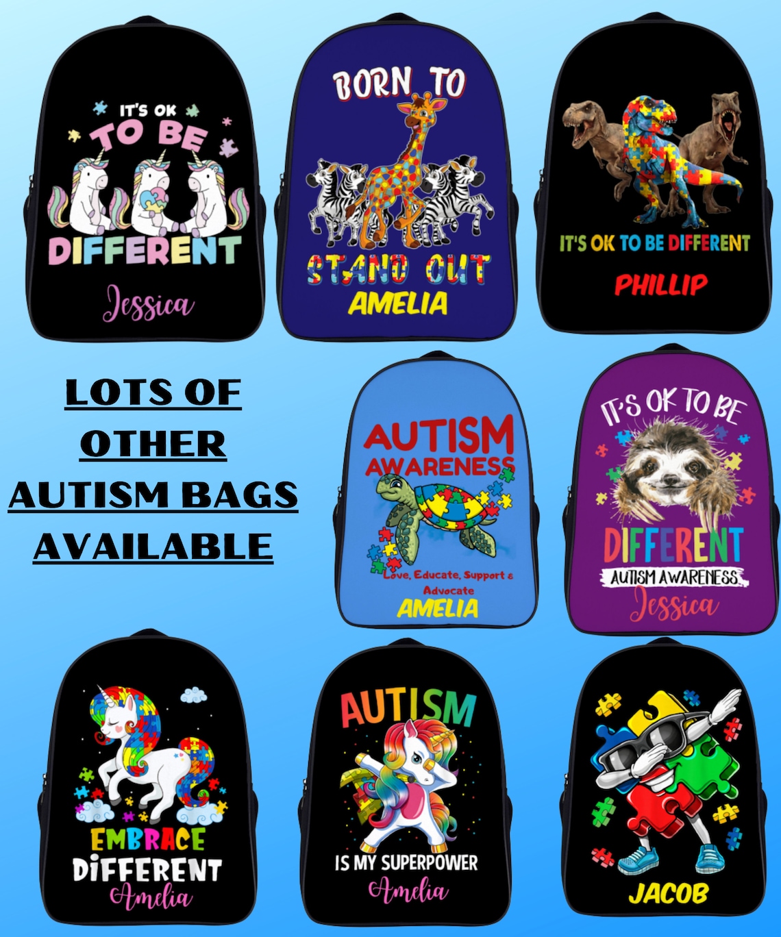Personalized Autism Awareness Backpack for School Kids Etsy