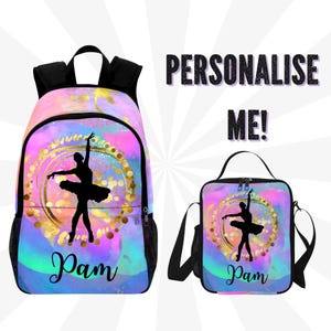 Sac à dos de ballet personnalisé pour fille - Sac à dos de ballerine personnalisé avec nom - Cartable ou cartable pour danseurs de ballet, danse classique